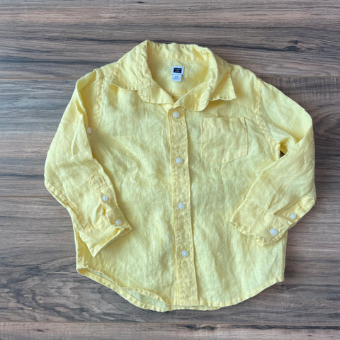 2T Janie & Jack yellow linen button down shirt