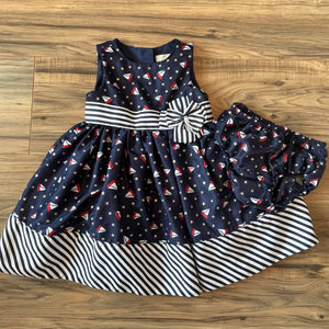 12m Maggie & Zoe nautical print dress + bloomers