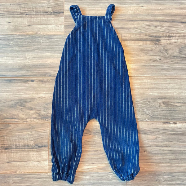 Size 3/4Y Kinder Mo:Vint super stretch denim pinstripe overalls