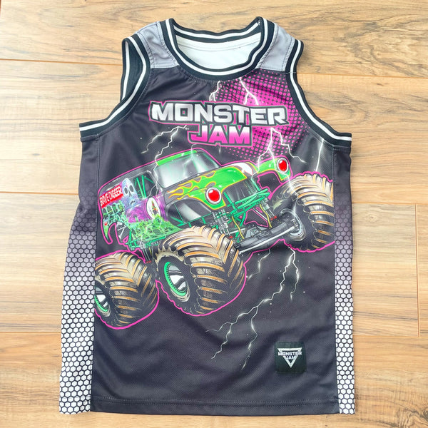 Size 10 Youth Monster Jam Grave Digger jersey