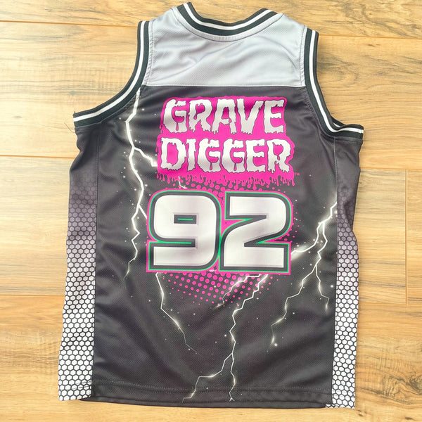 Size 10 Youth Monster Jam Grave Digger jersey — photo 2