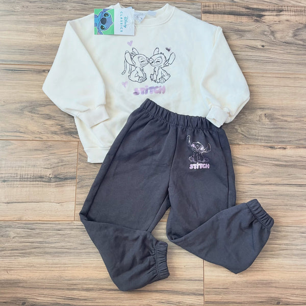 NEW Size 4 ZARA x Disney Stitch & Angel metallic sweat set