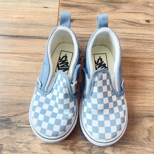 7C VANS blue checkered velcro tab sneakers