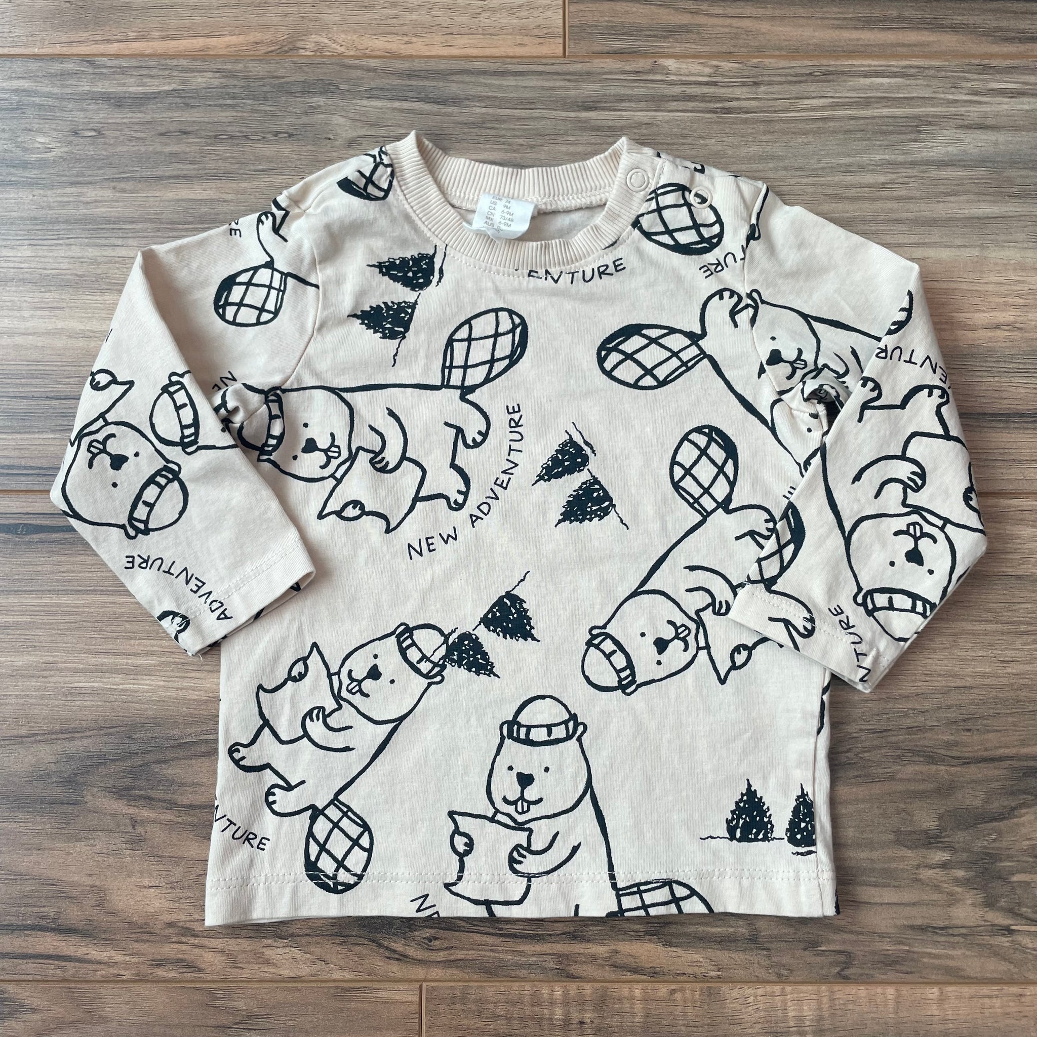 9m H&M beaver print shirt