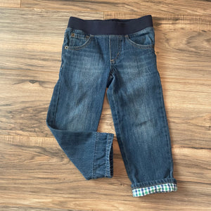 3T Gymboree denim with gingham cuffs