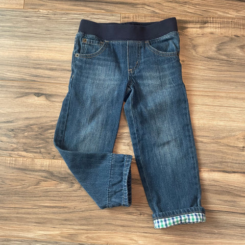3T Gymboree denim with gingham cuffs