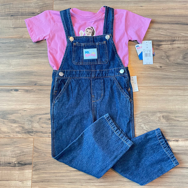 NEW 3T Ms. Rachel denim overalls + matching shirt