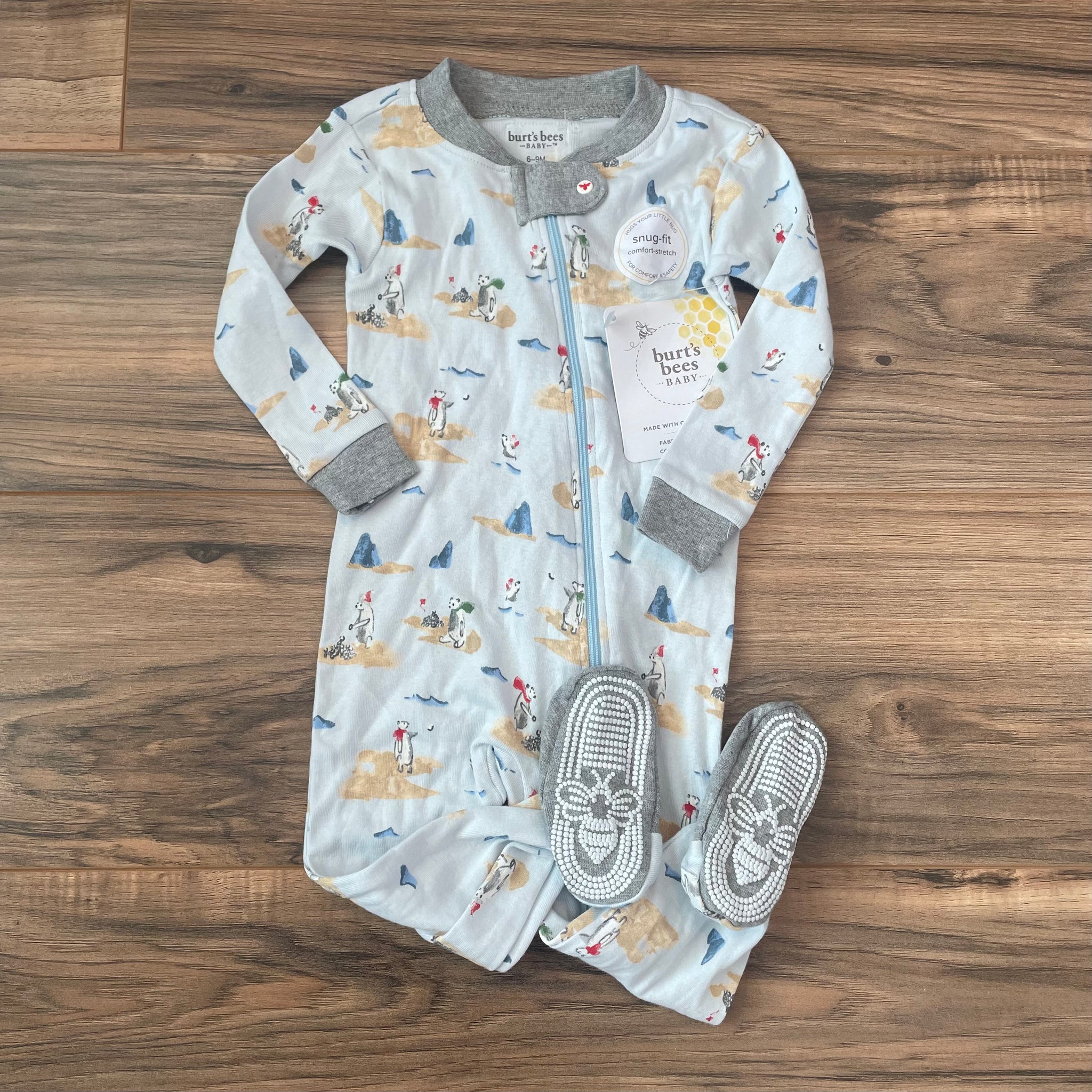 NEW 6-9m Burt’s Bees polar bear print organic sleeper