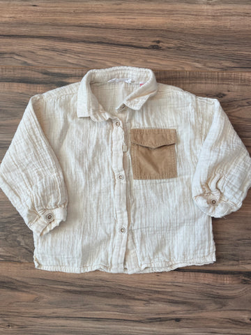 Size 2/3 ZARA gauzy shirt w/corduroy pocket