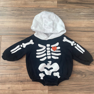 6-12m Old Navy skeleton hooded sweatshirt romper