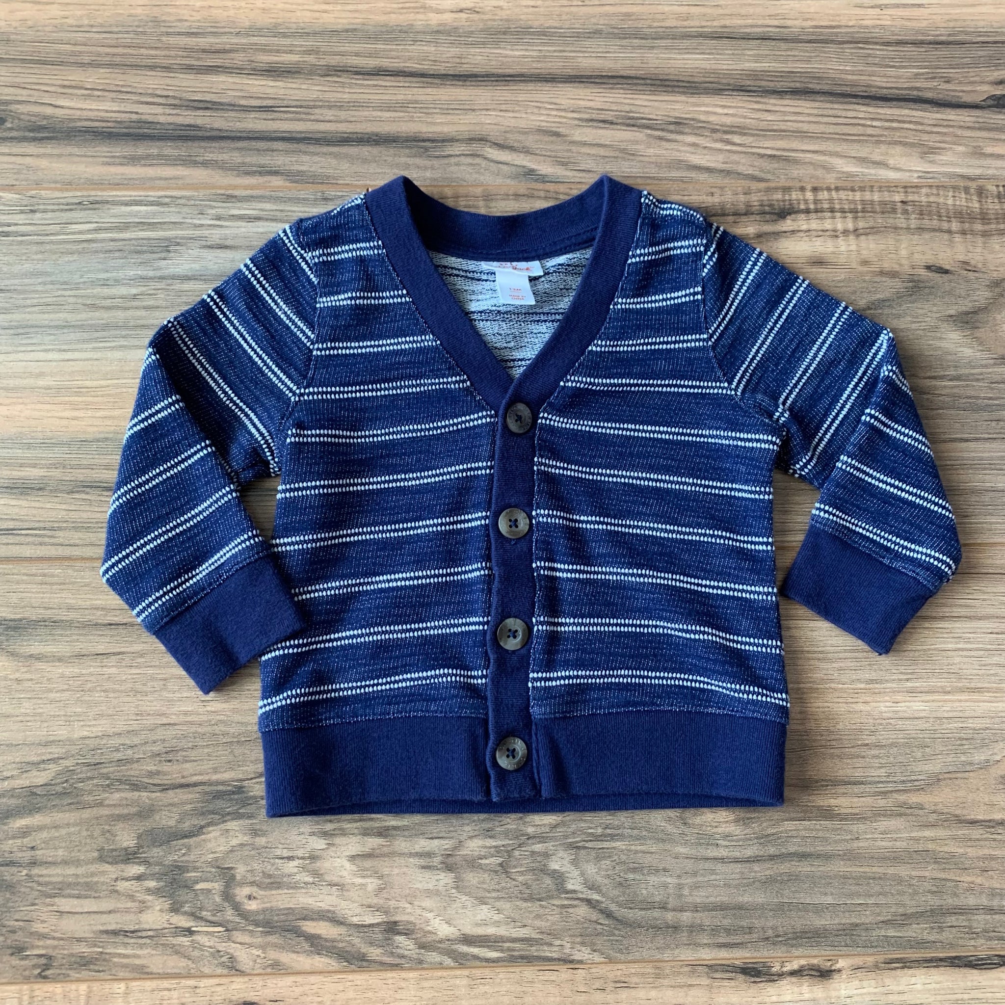 12m Baby Cat & Jack Blue and White Striped Cardigan