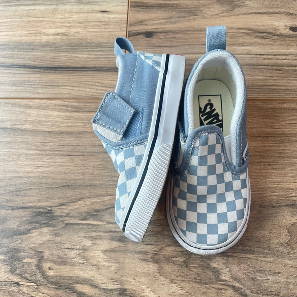 7C VANS blue checkered velcro tab sneakers