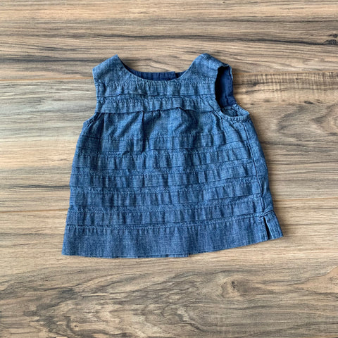 6-12m Baby Gap Chambray Tiered Sleeveless Dress