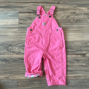 18m Carhartt pink denim overalls w/flannel lining