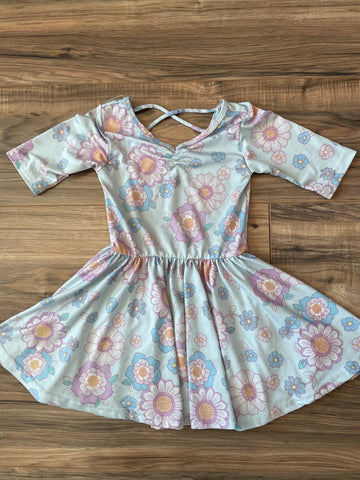 2T Dot Dot Smile blue hippie floral dress