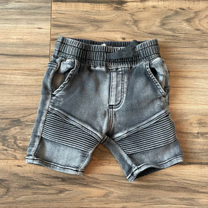 12-18m Cotton On Kids gray stone washed denim moto shorts