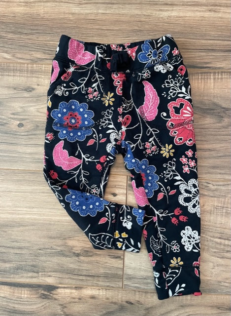 18-24m Old Navy black boho floral joggers with pockets