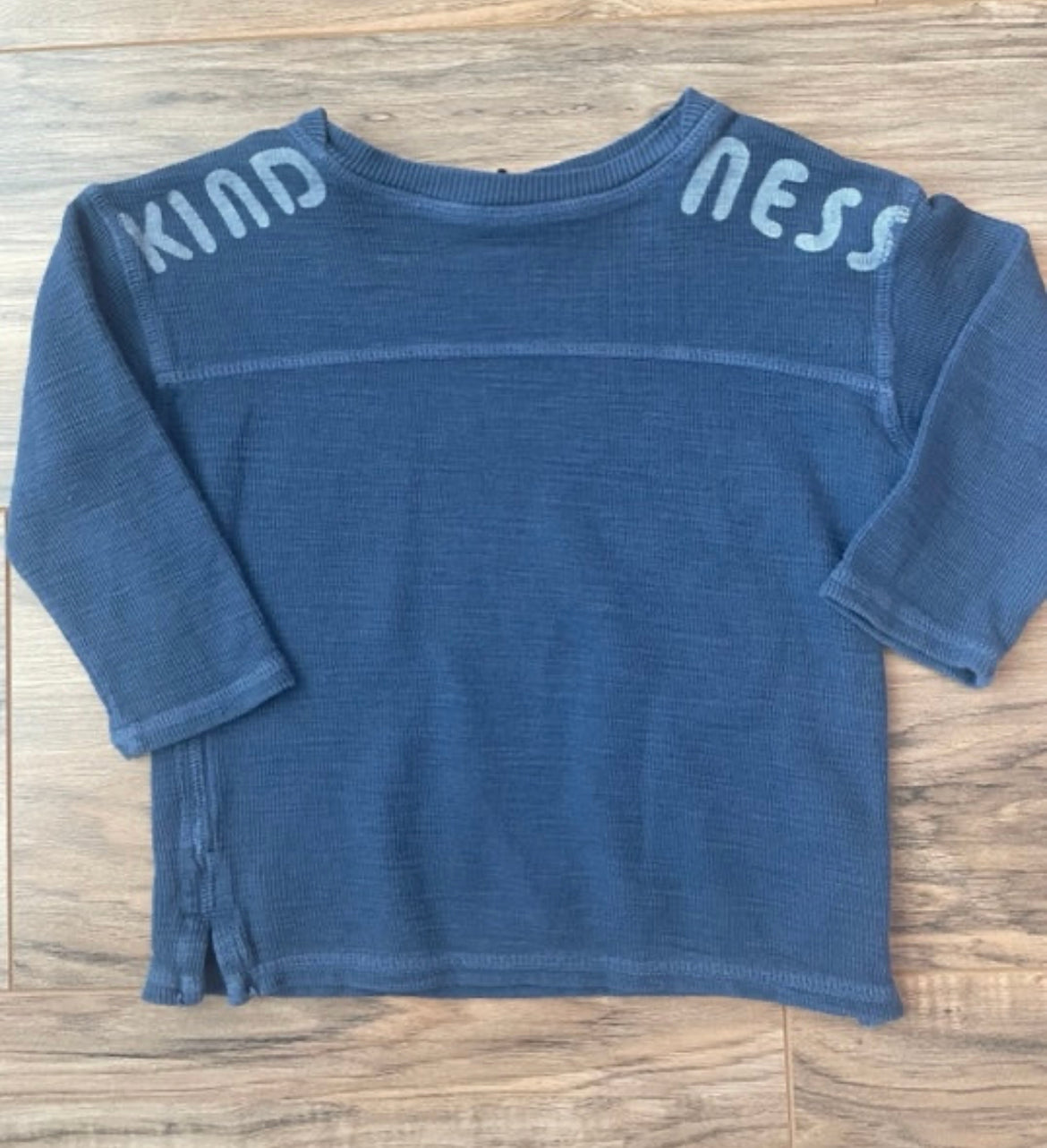 18m Art Class Kindness Dark Blue Rib Knit Long Sleeve Shirt