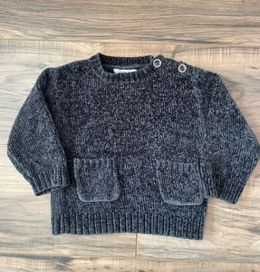 18m Jessica Simpson gunmetal chenille soft sweater with front pocket detail