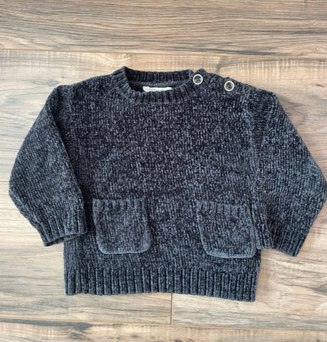 18m Jessica Simpson gunmetal chenille soft sweater with front pocket detail