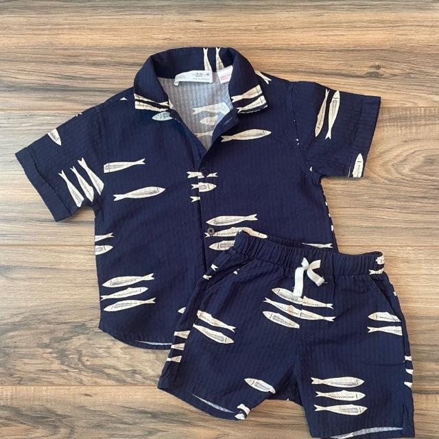 18-24m ZARA tropical fish set with front pockets and back pocket