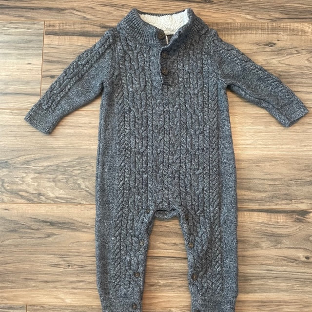 12-18m GAP gray cable knit soft chunky sweater romper