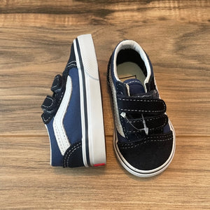 NEW (without tags) Size 3.5 VANS navy/blue suede/canvas Old Skool velcro sneakers