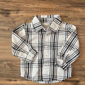 18m comparable unbranded white and black plaid button down shirt