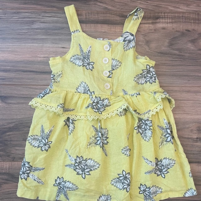 3T Jessica Simpson Yellow Tropical Linen Blend Dress