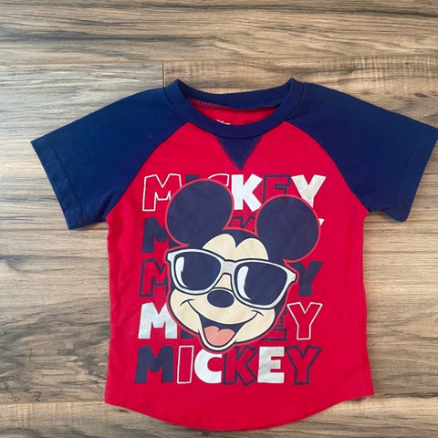 2/3T comparable Disney Mickey Mouse Metallic Detail Red Ringer Shirt