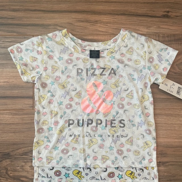 NEW 3T LOL Vintage Style Reversed Pizza & Puppies T-Shirt
