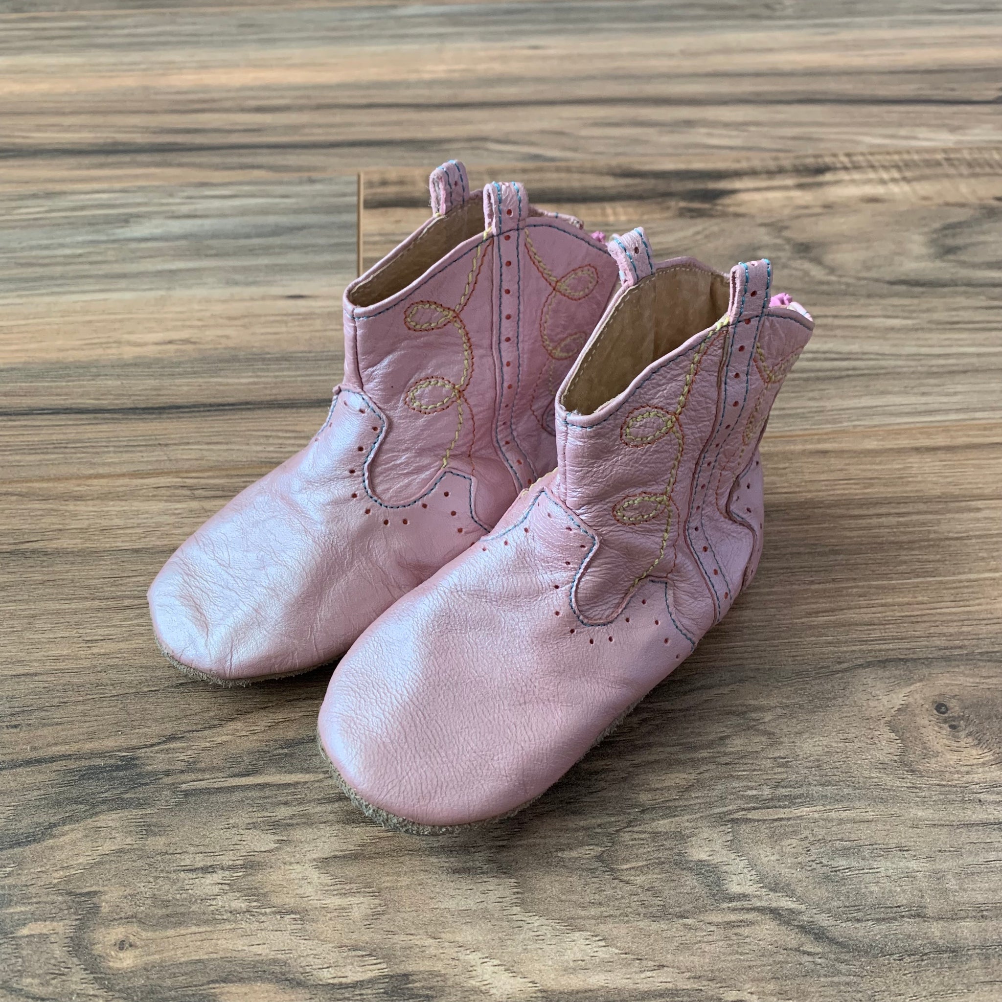 18-24m Livie Luca Pink Leather Boots with Moccasin Style Soles