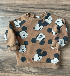 12m H&M Disney Mickey Mouse brown sweatshirt