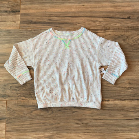 NEW 5T Old Navy Colorful Speckled White Waffle Knit Long Sleeve