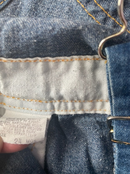 24m OshKosh Vintage Denim Pant Overalls Converted to a Dress