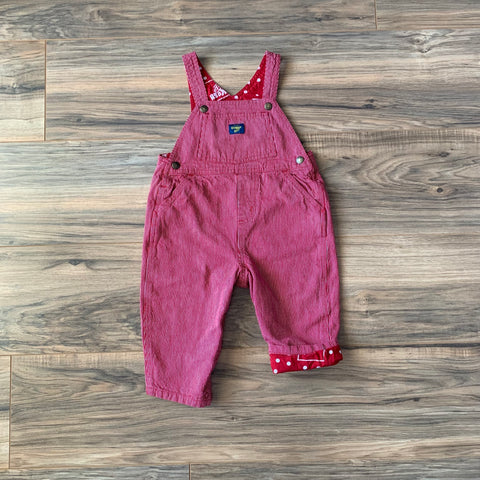 18m OshKosh Railroad (Red/White) Striped Denim Overalls