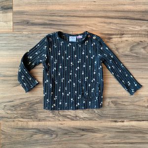 12-18m ZARA baby Charcoal Floral Ribbed Long Sleeve Shirt with Pocket