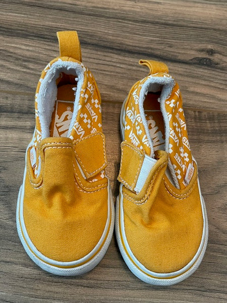 Size 5 VANS yellow sneakers with velcro tabs