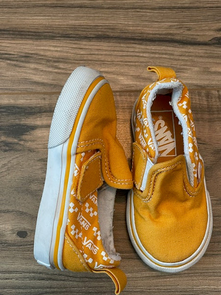 Size 5 VANS yellow sneakers with velcro tabs