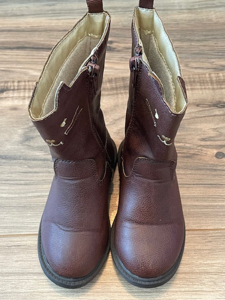 Size 6 Carter's brown cat boots with zippers