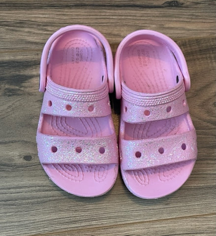Size 9 CROCS pink sparkle sandals