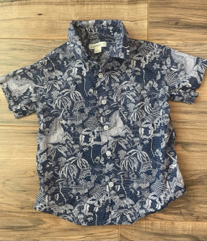 Size 2 Crewcuts whimsical tropical button down shirt