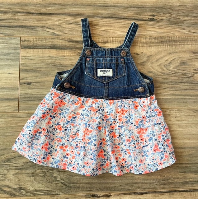 6m OshKosh denim floral overall dress