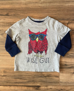 12-18m GAP L/S Wise Guy owl shirt