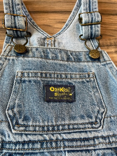12m OshKosh vintage style light wash worn in denim pant overalls