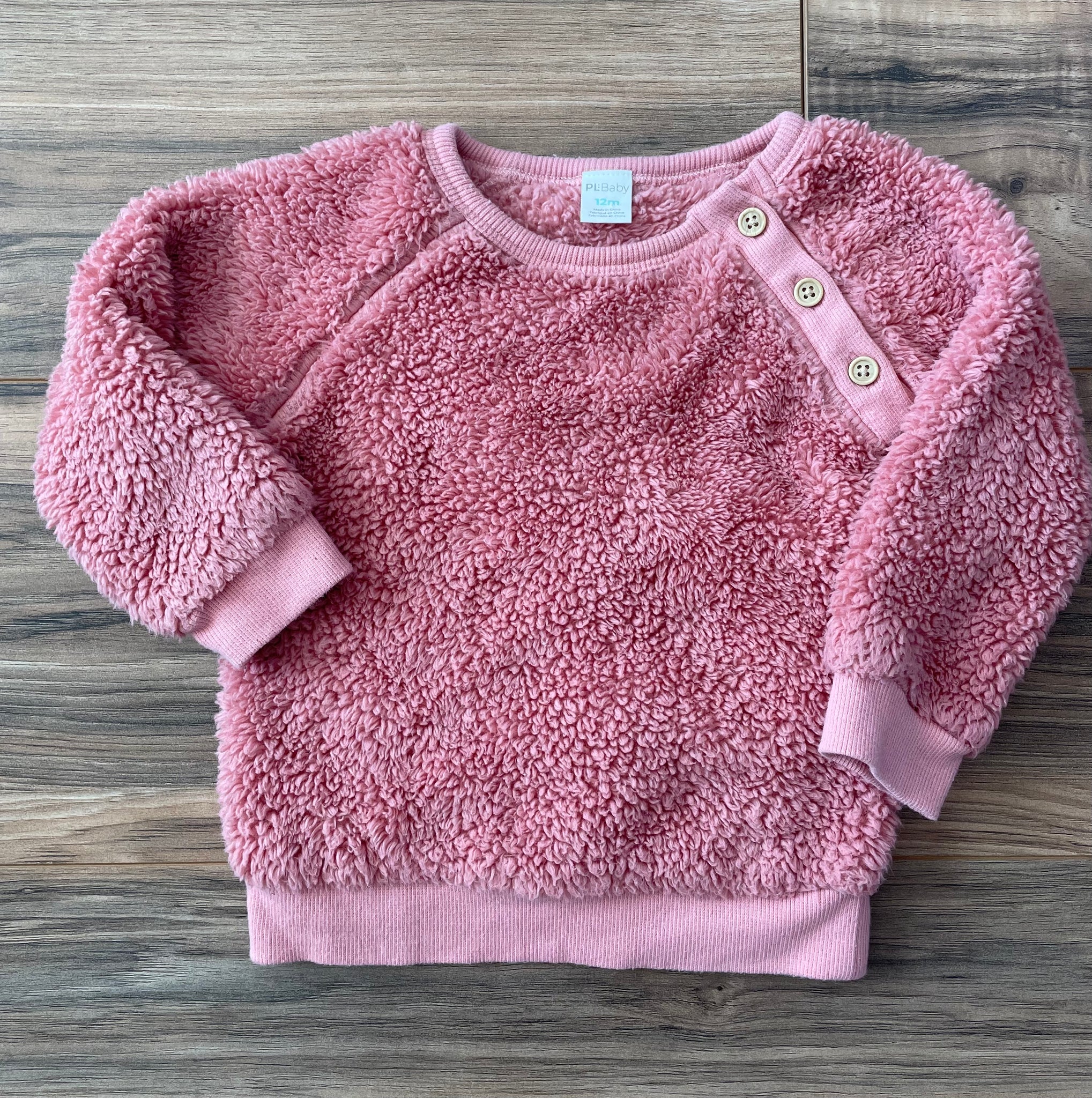 12m PL Baby dusty rose fuzzy sweater
