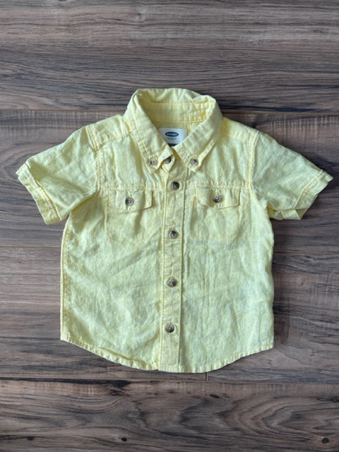 18-24m Old Navy yellow linen button down shirt