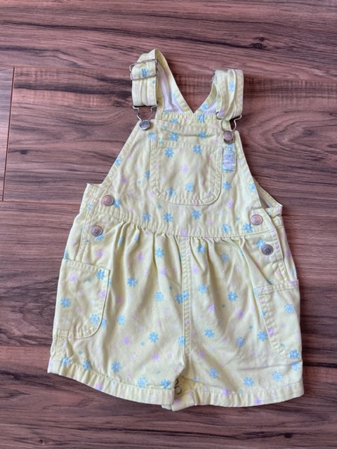 18m Circo vintage yellow floral denim overalls