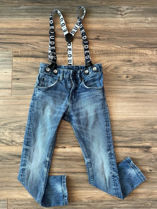 3-4Y H&M skinny jeans w/ detachable dude suspenders