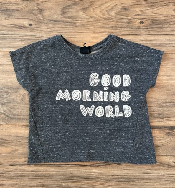 2T Art Class heather gray "Good Morning World" short sleeve shirt